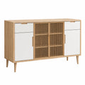 Sideboard 160 x 40 x 90 cm Holzwerkstoff Naturweiß mit Lamellentüren