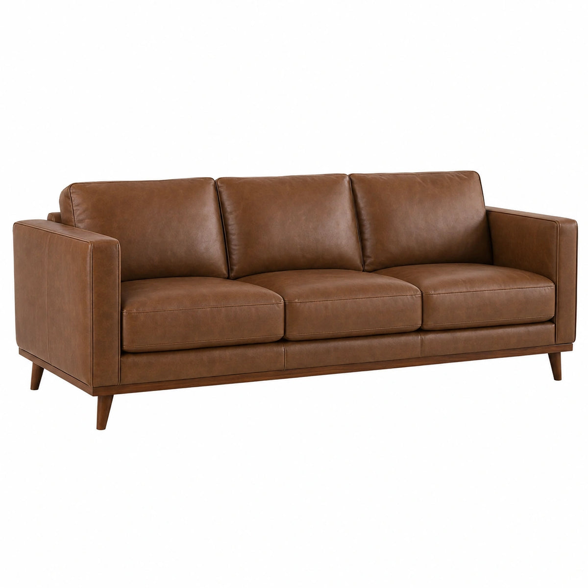 3-Sitzer Sofa 210 x 90 x 85 cm Braun Bezug in Lederoptik Mid-Century-Stil