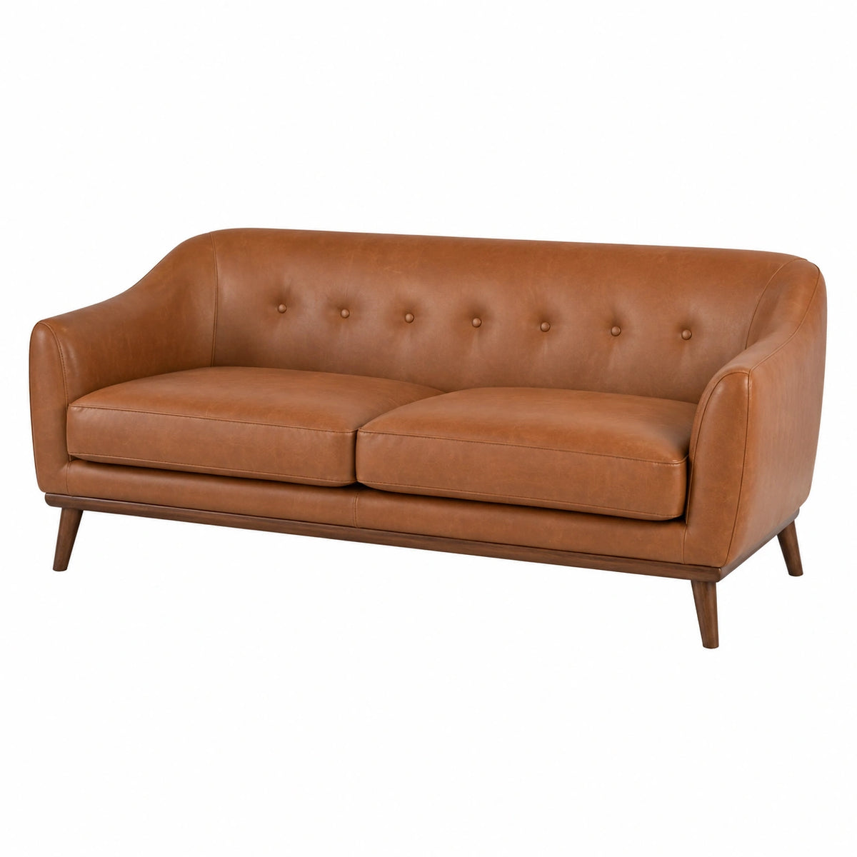 2-Sitzer Sofa 160 x 82 x 84 cm Kunstleder Cognac Retro-Stil