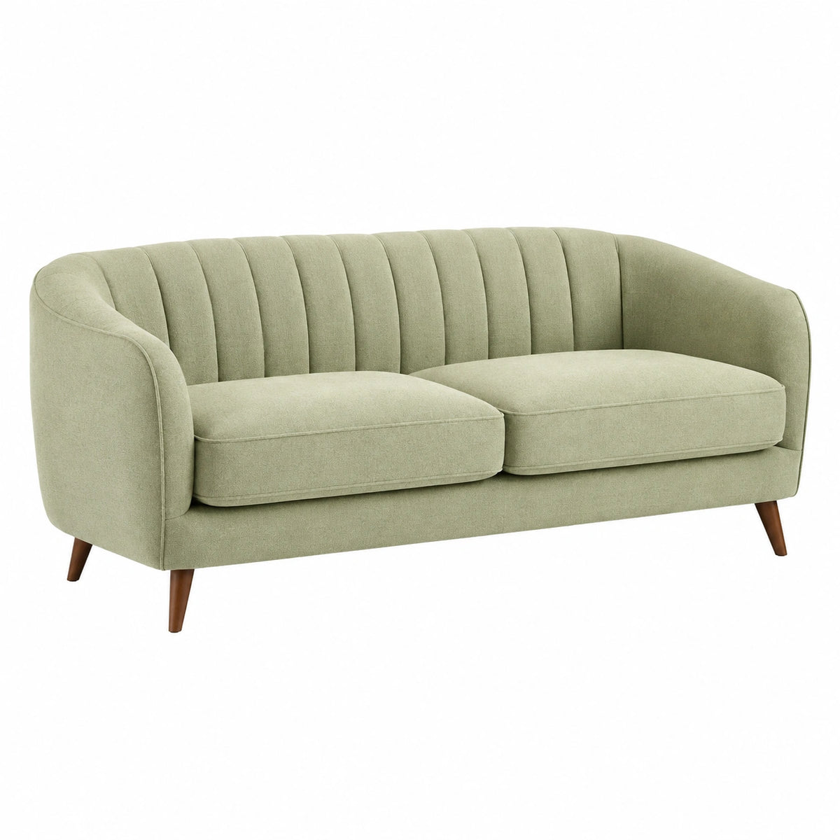 2-Sitzer Sofa 160 x 80 x 78 cm Textilbezug Hellgrün mit Holzfüßen im Retro-Stil