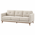 3-Sitzer Sofa 220 x 86 x 85 cm Stoff Beige Holzgestell skandinavischer Stil