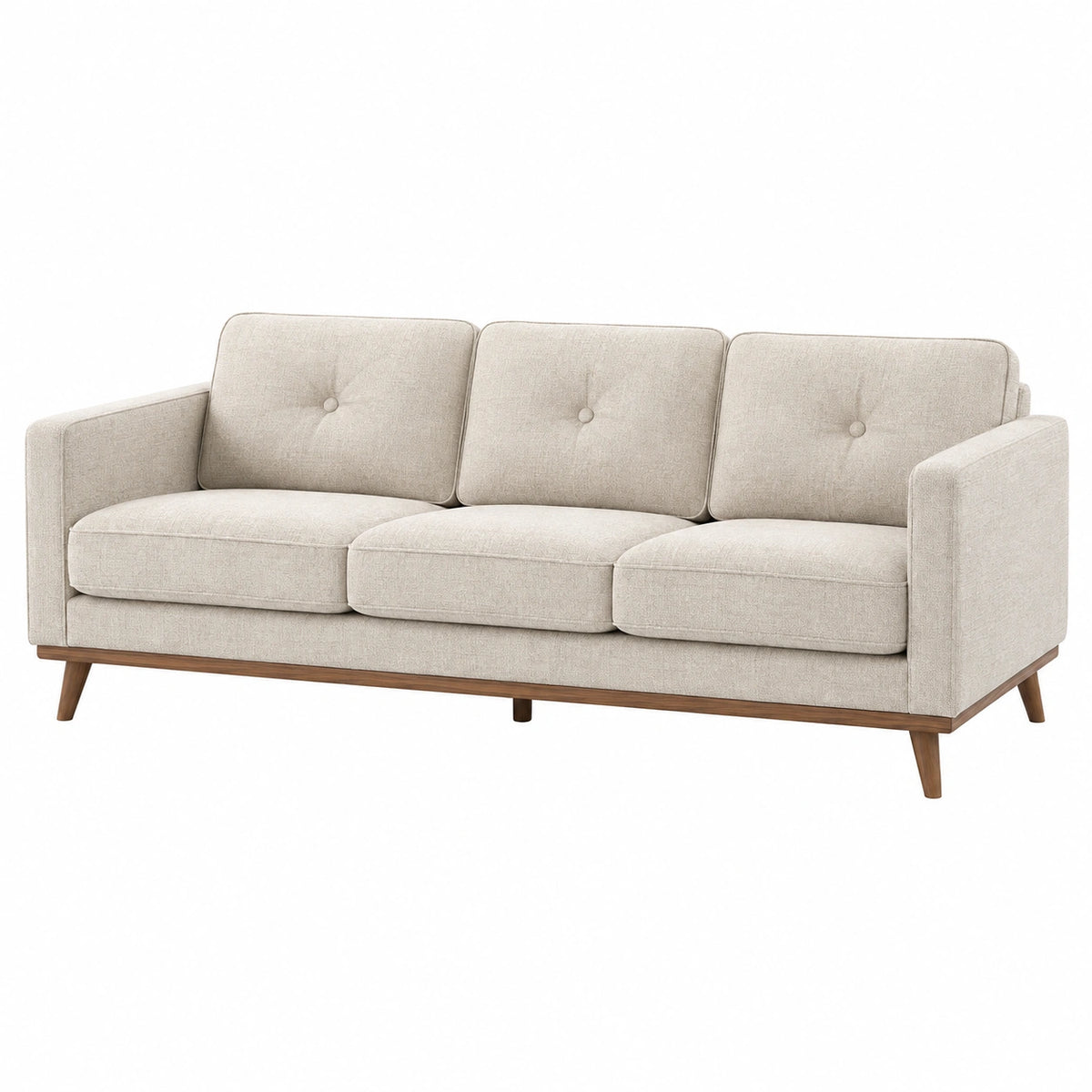 3-Sitzer Sofa 220 x 86 x 85 cm Stoff Beige Holzgestell skandinavischer Stil