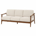 3-Sitzer Sofa 195 x 80 x 82 cm Stoff Creme Walnussholz Mid-Century Stil