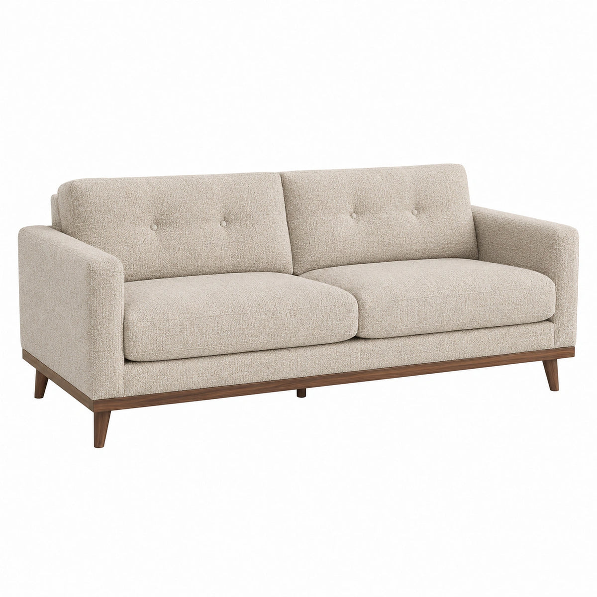 2-Sitzer Sofa 160 cm Creme Textil mit Holzgestell im Mid-Century-Stil