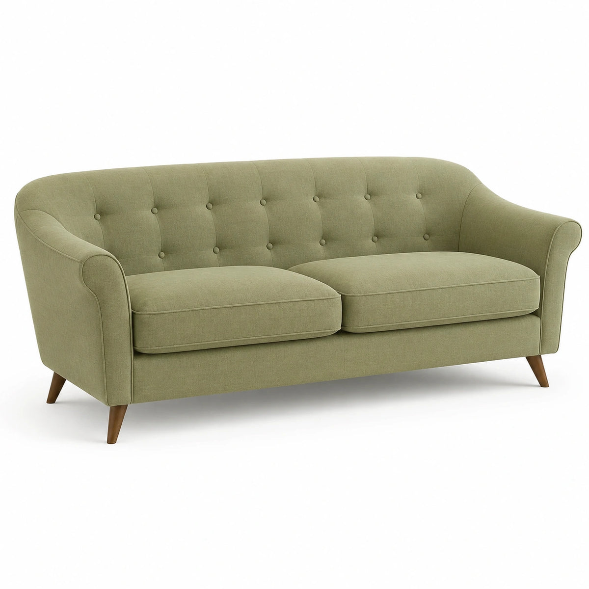 2-Sitzer-Sofa 180 cm Stoff Olivgrün Wohnzimmer mit Knopfheftung