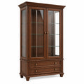 Vitrine 110 x 45 x 200 cm Dunkelbraun Holz und Glas klassischer Stil mit Schubladen