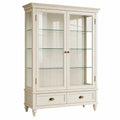 Vitrine 100 x 42 x 190 cm Holz und Glas Cremeweiß Landhausstil mit Schubladen
