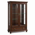 Vitrine 100 x 45 x 190 cm aus Holz und Glas in Dunkelbraun im klassischen Stil