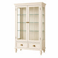 Vitrine 100 x 45 x 190 cm Holz Glas Cremeweiß klassische Aufbewahrung