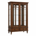 Vitrinenschrank 100 x 45 x 190 cm Holz Glas Braun klassisch mit 2 Türen und Schubladen
