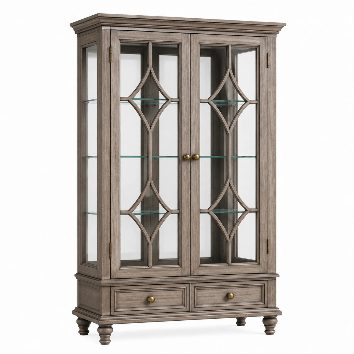 Vitrine 100 x 45 x 190 cm Holz und Glas Grau Klassischer Stil mit 2 Türen