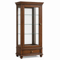 Vitrine 80 x 40 x 190 cm aus Holz und Glas braun klassisch mit Schublade