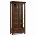 Vitrine 100 x 45 x 200 cm Holz Braun mit Glastüren im klassischen Stil