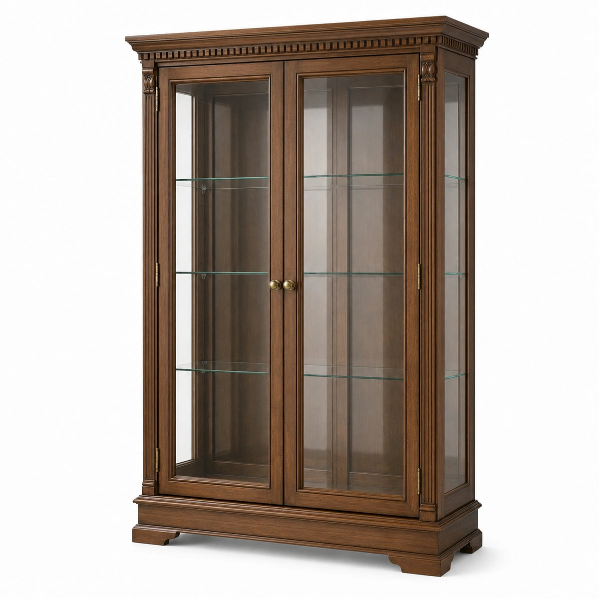Vitrine 100 x 45 x 190 cm Holz Braun mit Glastüren klassisch