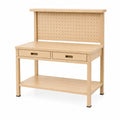 Werkbank 120 x 60 x 150 cm aus Holz in Natur mit Lochwand und Schubladen