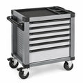 Werkzeugwagen 80 x 50 x 95 cm aus Stahl Silber Schwarz mit 6 Schubladen und Rollen
