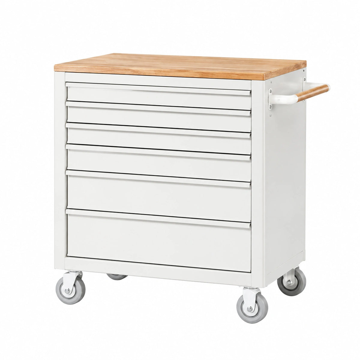 Werkstattwagen 85 x 50 x 90 cm Metall Holz Weiß mobiler Schubladenwagen