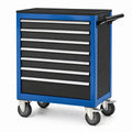 Werkstattwagen 100 x 50 x 100 cm aus Stahl Blau Schwarz mit 7 Schubladen und Rollen